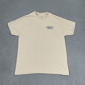 BRIXTON Palmer Proper T-Shirt Men L Cream Short Sleeve